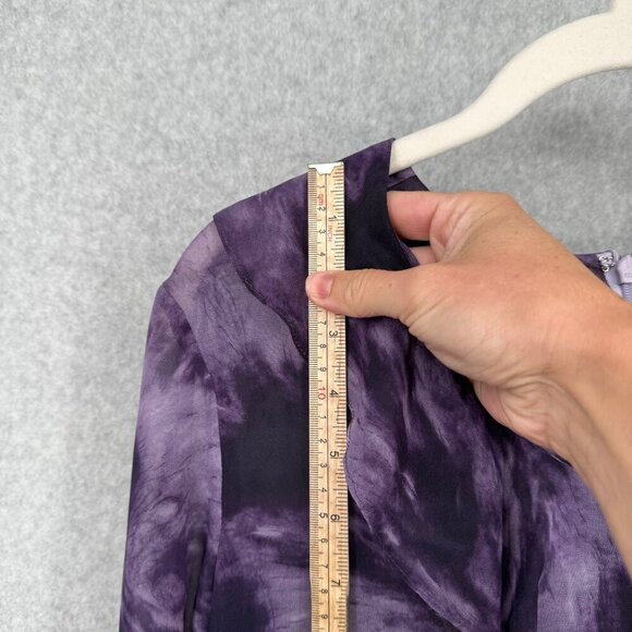 Newport News VTG Sheer Flutter Sleeve Blouse Size 8 Purple Fairy Grunge Whimsy - Picture 11 of 13